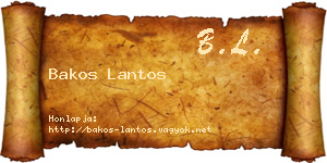 Bakos Lantos névjegykártya